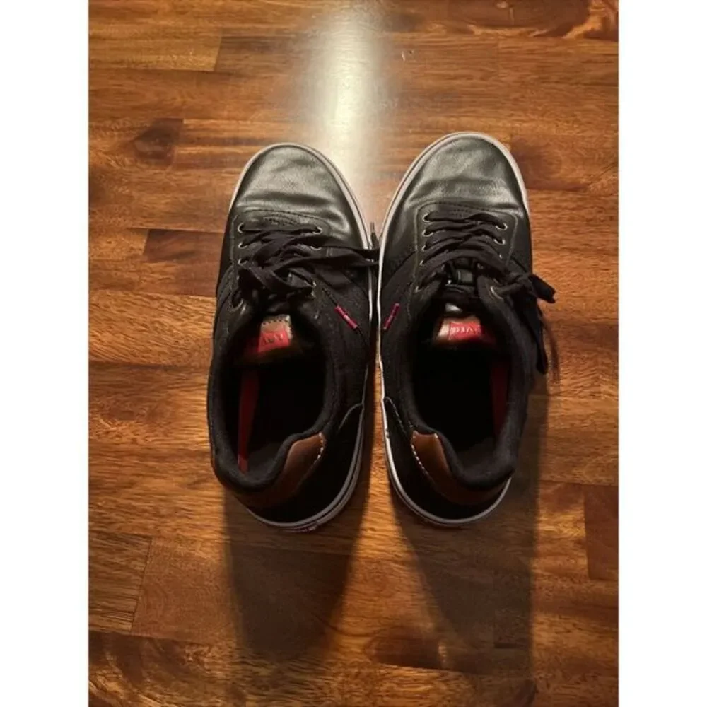 MENS LEVIS BLACK CANVAS/LEATHER  COMFORT‎ CASUAL SHOES SIZE 9 BLACK